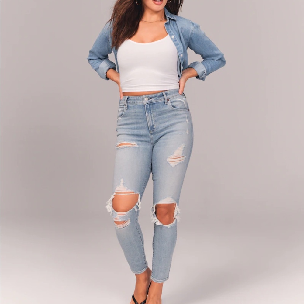 SOLD Abercrombie & Fitch high rise super skinny distressed jeans - Picture 1 of 7
